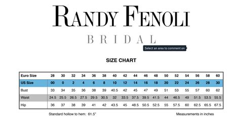 randy fenoli size chart.